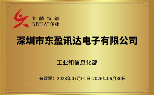喜報 ▏東盈訊達榮獲國家級專精特新“小巨人”企業(yè)稱號
